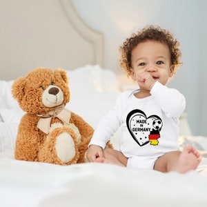 Baby Body &quot;Made in Germany, Football, Germany&quot; Gift for birth for little football fan for toddler Long Sleeve Organic Cotton