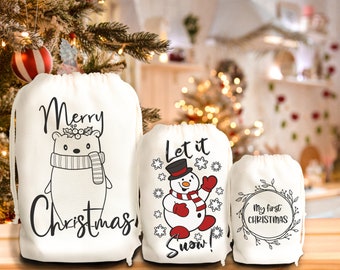 Bolsas navideñas con dulces motivos navideños. Bolsas de regalo para Navidad, Papá Noel o Adviento