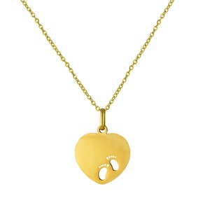 Personalized necklace with engraving heart pendant with baby feet stainless steel personalized birth gifts for mom