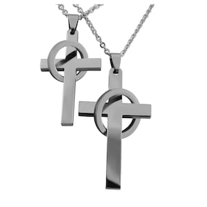 Personalized necklaces with engraving cross pendant with ring made of stainless steel in silver personalized gifts for couples