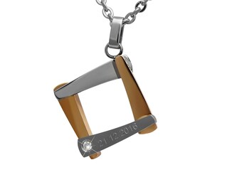 Personalisierte Kette mit Gravur Quadrat Anhänger mit Strass Stein aus Edelstahl in Silber Gold personalisierte Geschenke