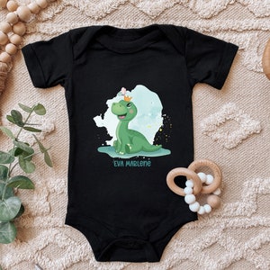 Baby Body "Dinosaur, Dino personalized with desired name" gift for dino fans for birthday organic cotton