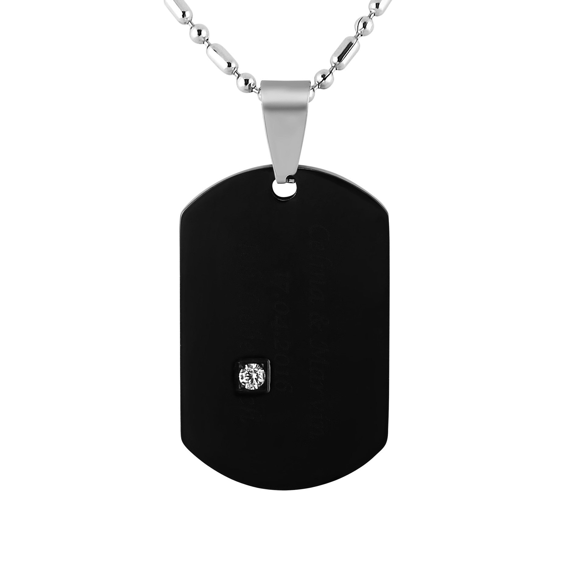 2x Mens Dog Tag Necklace Pendant Black Silver, Handmade Jewelry for Men,  Stainless Steel Chain Necklace for Him, Unique Gifts for Men 