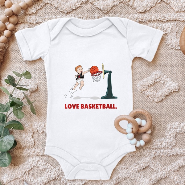 Baby Body "Love Basketball" Geschenk für kleine Basketballer zur Geburt für Kleinkind Kurzarm Bio Baumwolle