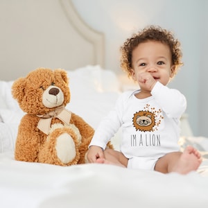 Blauer-Storch Baby Body I&#39;m a Lion Birthday Gift for Toddler Long Sleeve Organic Cotton