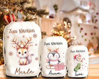 Personalized Christmas bags with cute, Christmas motifs. Gift bags for Christmas, St. Nicholas or for the Advent season