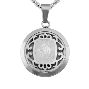 Personalized necklace with engraving pendant zodiac sign Taurus made of stainless steel in silver/gold personalized gifts