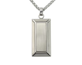 Personalisierte Kette mit Gravur Rückseite Anhänger Rechteck Edelstahl Silber personalisierte Geschenke  für Männer