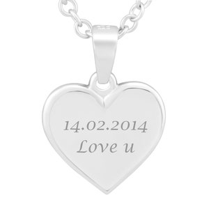 Collier personnalisé avec gravure pendentif coeur en argent sterling 925 cadeaux personnalisés femme, petite amie, maman