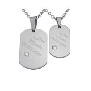 Personalized Necklaces with Engraving Partner Necklaces Dog Tag made of stainless steel in silver personalized gifts couples