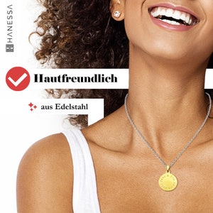 Personalisierte Kette mit Gravur Anhänger mir runder Gravur aus Edelstahl in Gold personalisierte Geschenke Bild 3