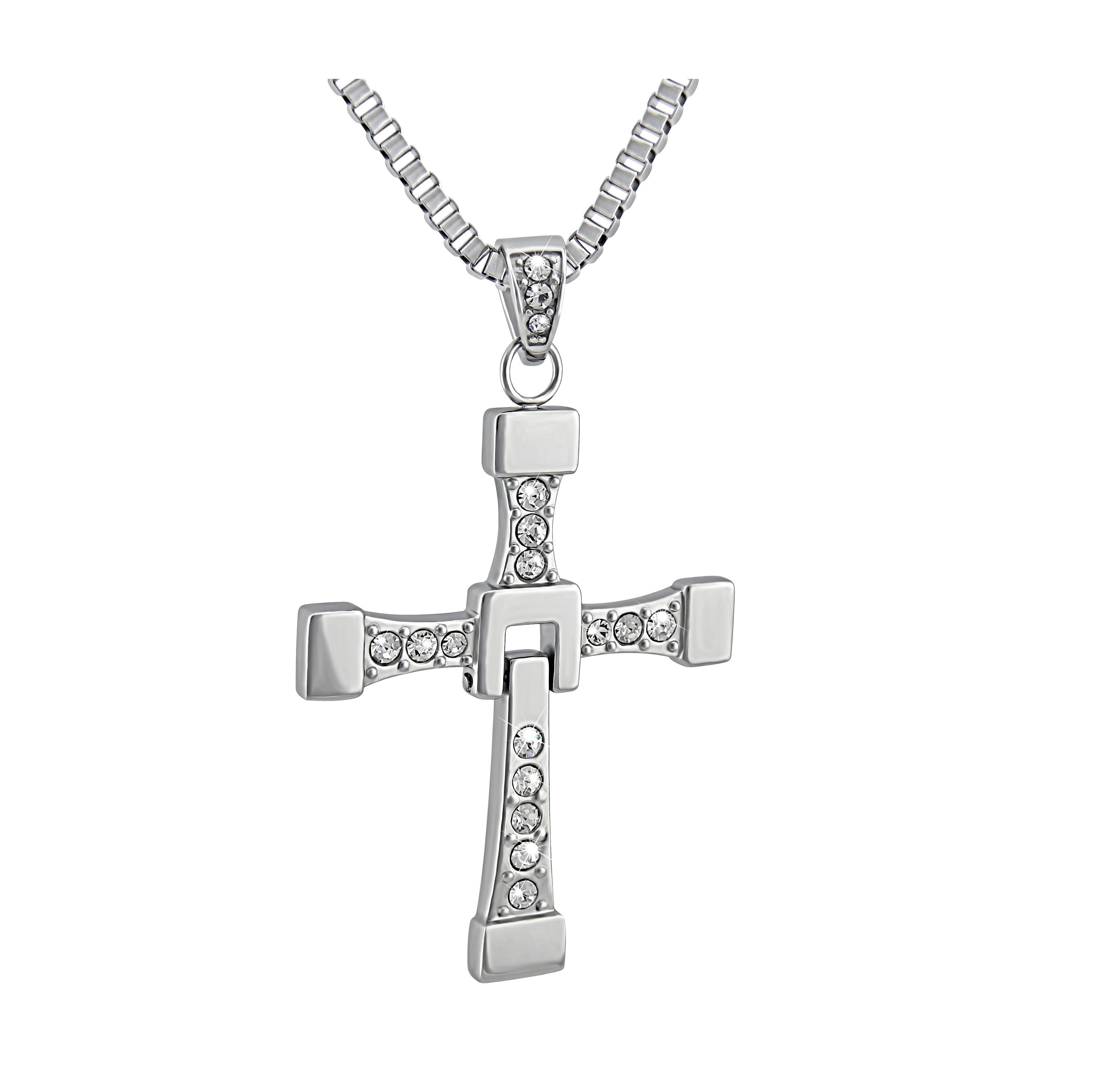 Iconic Fast & Furious Cross Necklace, Silver