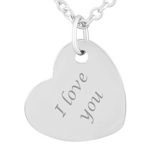 Collier personnalisé avec gravure pendentif coeur en argent sterling 925 cadeaux personnalisés femme, petite amie, maman