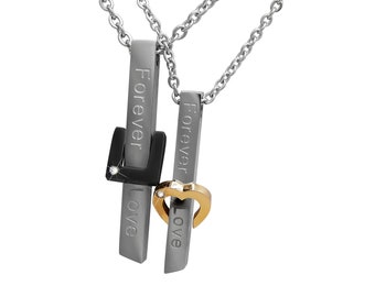 Collares personalizados con grabado Cadenas asociadas hechas de acero inoxidable para siempre Regalos personalizados de amor Regalo de Navidad para parejas