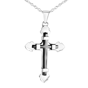 Personalized necklace with engraving special cross pendant stainless steel silver and black personalized gifts