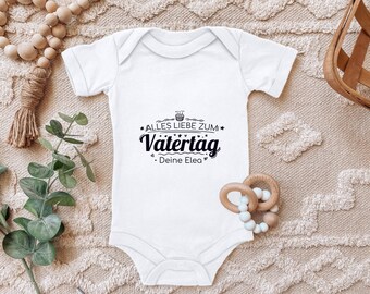 Baby bodysuit "Happy Father's Day, personalized with desired name" saying gift for father for toddler short sleeve organic cotton