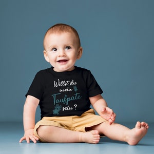 Baby T-shirt 0-36 months with print T-shirts with saying &quot;Will you be my godfather?&quot;Flower gift godfather godmother T-shirt for kids