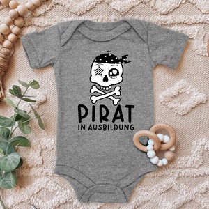 Blue Stork Baby Body with Print &quot;Pirate in Training&quot; Gift for Toddler Short Sleeve Organic Cotton