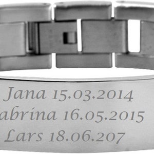 Personalized bracelet with engraving in silver with stainless steel elements (21 cm length) personalized gifts Christmas gift