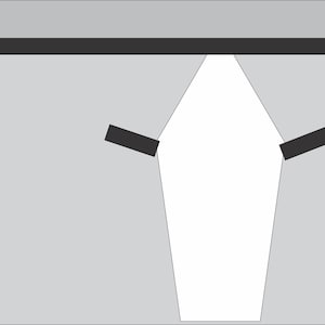May include: A stylized illustration of a gray coffin shape with a white interior. Two black rectangles are on the sides, and a black rectangle is at the top. The background is gray.