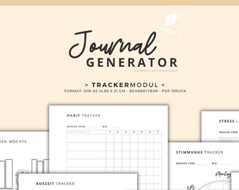 Tagebuchvorlagen Set "TRACKER Modul" (Format DIN A5) digital als anpassbare Canva-Vorlagen für Journaling, für Ringplaner geeignet