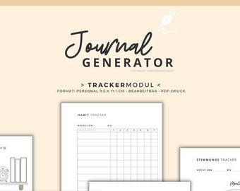 Tagebuchvorlagen Set "TRACKER Modul" (Format personal) digital als anpassbare Canva-Vorlagen für Journaling, für Ringplaner geeignet