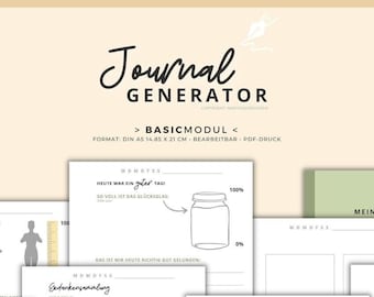 Tagebuchvorlagen Set "BASIC Modul" (Format DIN A5) digital als anpassbare Canva-Vorlagen für Journaling, für Ringplaner geeignet