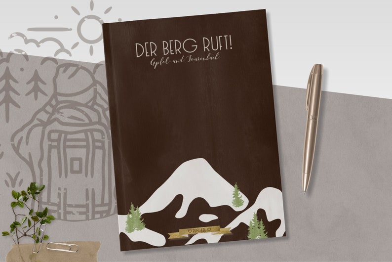 Wandertagebuch Gipfelbuch zum Ausfüllen und Eintragen personalisierbar als Geschenk zum Wandern nein