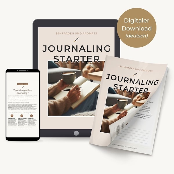 Guide "Journaling Starter" mit 99+ Journaling Fragen zum Tagebuch schreiben