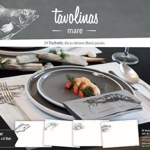 Placemat paper-Tavolinas-Mare-Sea-stylish-table-deco-white-mediterranean-maritime-24-sheets-individually writable-wedding-celebrate-festive image 1