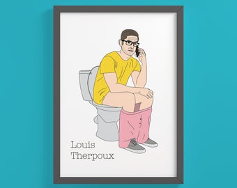Encadré Louis Therpoux Art Print | Louis Theroux sur la | des toilettes Drôle de salle de bain Signes d’art mural | Il faut obtenir Theroux cette | Louis faisant un caca