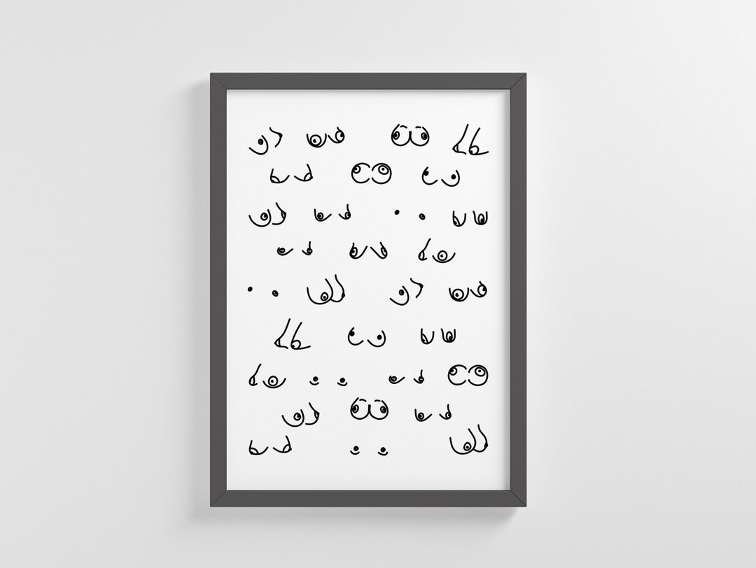 Framed Boobs Wall Art in White Tits Art Print Feminist Art - Etsy