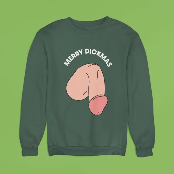 Merry Dickmas Funny Christmas Jumper - Unisex | Ugly Christmas Sweater | Gay Christmas Sweater | Offensive Naughty Christmas Sweatshirt