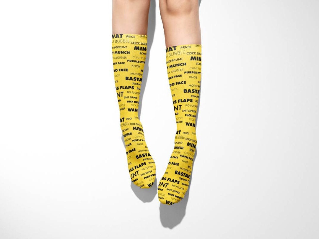 Funny Swear Word Socks in Yellow Unisex One Size Fits All Etsy