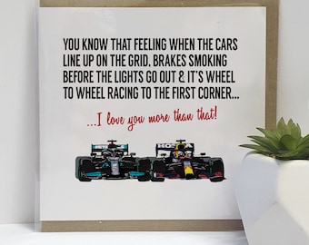 Formula 1 | F1 | Lewis Hamilton + Max Verstappen Greetings Card & Print | Poster | Illustration | Birthday | Anniversary | Valentine's | Car