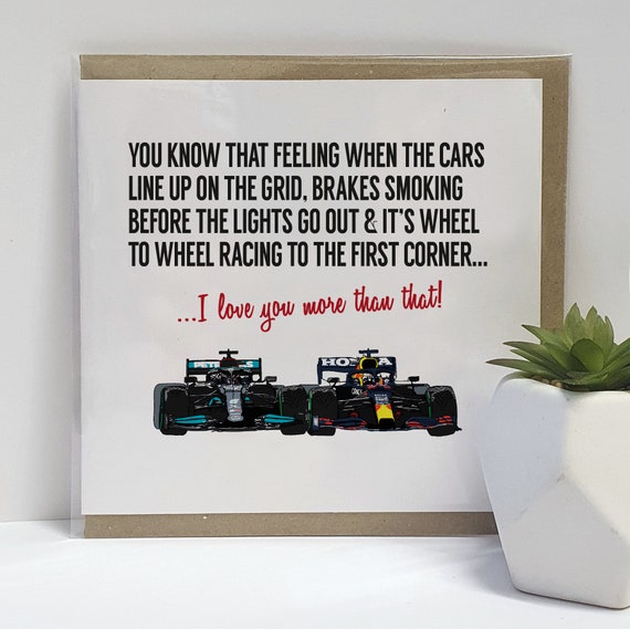 Formula 1 | F1 | Lewis Hamilton + Max Verstappen Greetings Card & Print | Poster | Illustration | Birthday | Anniversary | Valentine's | Car