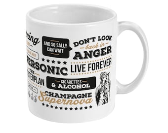 coffee cups and cigarettes lyrics Oasis Inspired 11oz Mug | Hand-drawn Illustration with Legendary Lyrics &  Song Titles | A Unique Music Fan Gift | Noel