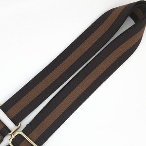 1.5"(3.8cm) Brown Stripe Crossbody Bag Strap, 53 inch Adjustable Shoulder Handbag Chain Strap, Thick Canvas Leather Purse Handle Replacement