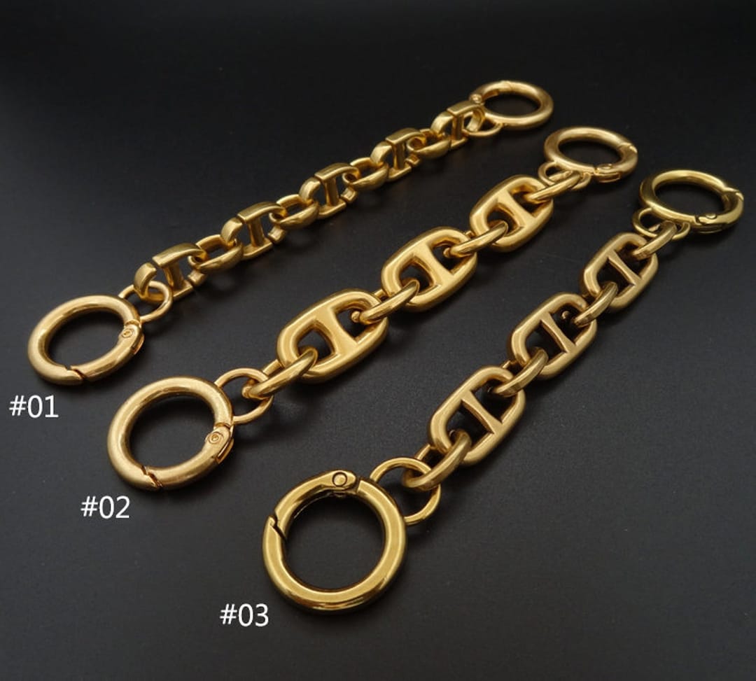 Aged Gold Extension Purse Chain, Metal Links Shoulder Handbag Strap