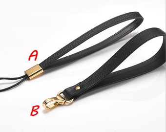 High Quality Black Genuine Leather Bag Strap Chain, Clutch Purse Handle, Handbag Pouches DIY Supply, Belts Cords Rope String Wristlet Strap