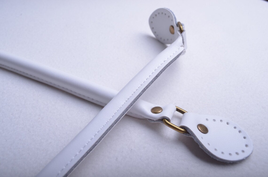 A Pair of White Genuine Leather Shoulder Bag Strap Leather Etsy