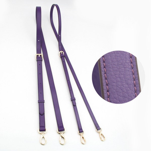 1.2cm/1.8cm Width Genuine Leather Purse Strap, Adjustable 105-130CM Shoulder Handbag Chain, Purple Crossbody Bag Strap, Handle Replacement