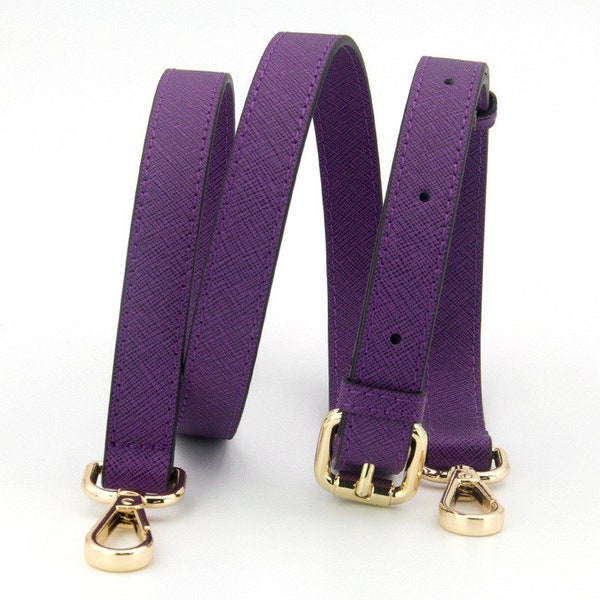 1,2 cm / 1.8cm larghezza cinturino in vera pelle, regolabile 105-130 cm catena a tracolla, tracolla viola tracolla, sostituzione della maniglia