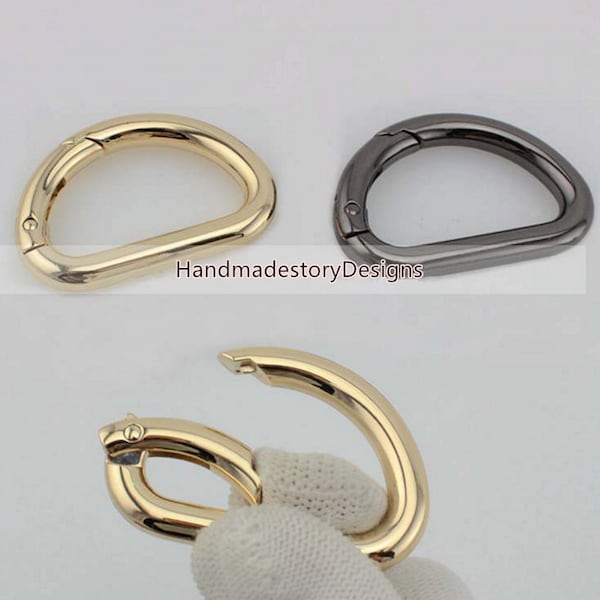 2pcs Metal D-Ring Buckle, Bag Belt Spring Clasps, Chain Link Lock, Shoulder Strap Clip Snap, Loop, Handbag Connectors, Gold Purse Hook Clasp