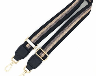 1.5 "(3.8cm) Bling Stripe Crossbody Bag Strap, 53 pollici regolabile tracolla a catena, sostituzione della maniglia della borsa in pelle di tela spessa