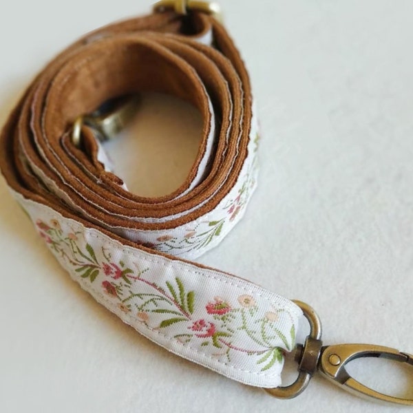 1 inch High Quality Embroidered Floral Canvas Shoulder Purse Strap, Adjustable Handbag Strap Crossbody, Pouch Bag Handle Clutch Replacement