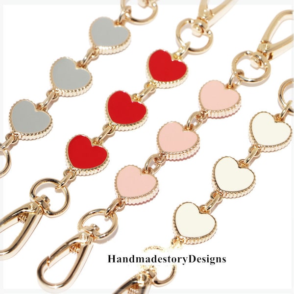 17CM 4 Colors Heart High Quality Extension Bag Chain Strap, Metal Extender Handbag Strap, Purse Handle Replacement, Wallet Strap with Clasps