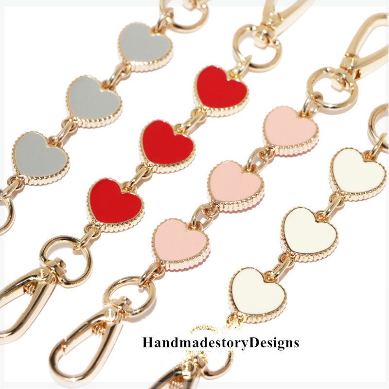 2Pcs Purse Strap Extenders for Crossbody Bag Shoulder Bag 6.7 Inches Heart  Shape Decoration Accessories Chain Strap Extender Handbag Replacement  Accessory (Red-White-Red) 