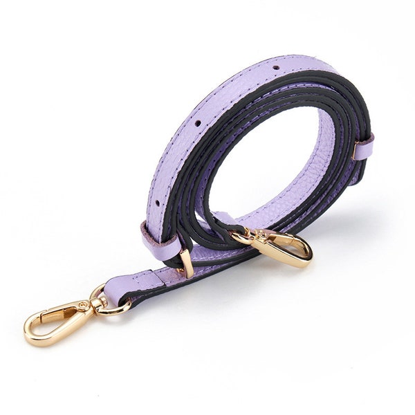1.2cm/1.8cm Genuine Leather Purse Strap, Adjustable 130CM Shoulder Handbag Chain, Lavender Purple Crossbody Bag Strap, Handle Replacement
