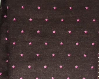 1 m Sterne pink auf braun, Baumwolle/Leinen
